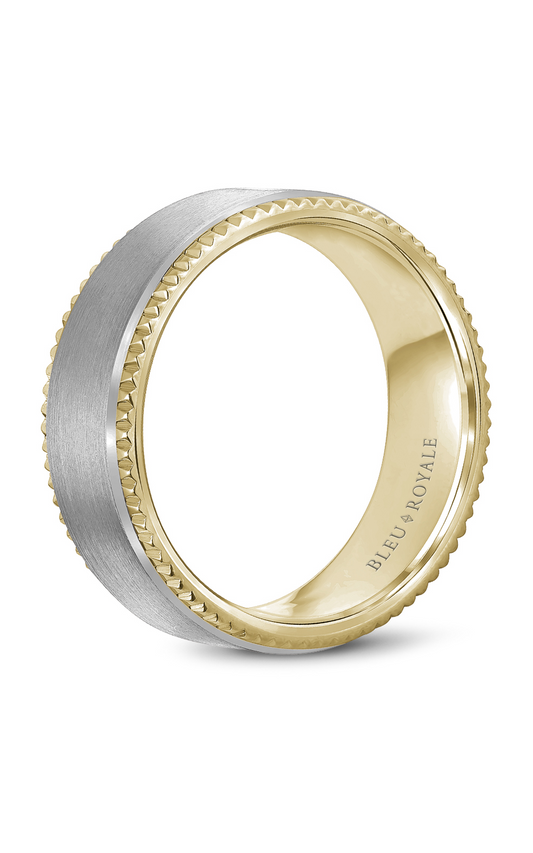 18K White Gold and 18K Yellow Gold Gents Wedding Band