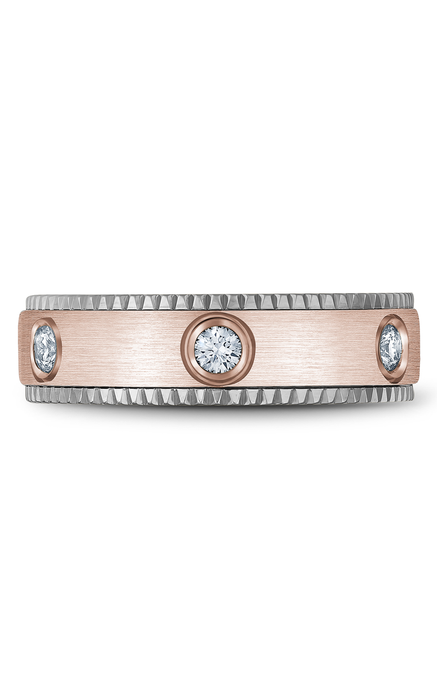 18K Rose Gold and 18K White Gold Gents Round Wedding Band
