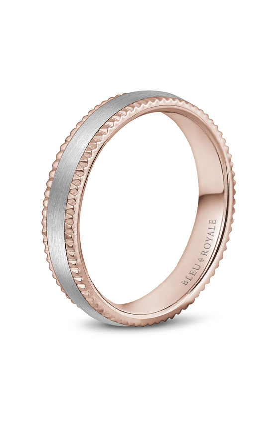 18K Rose Gold and 18K White Gold Gents Wedding Band