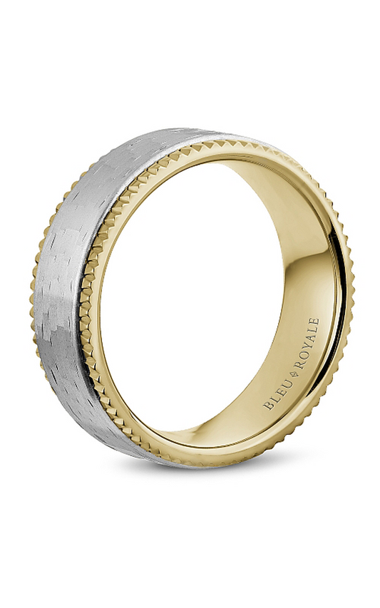 14K White Gold and 14K Yellow Gold Gents Wedding Band