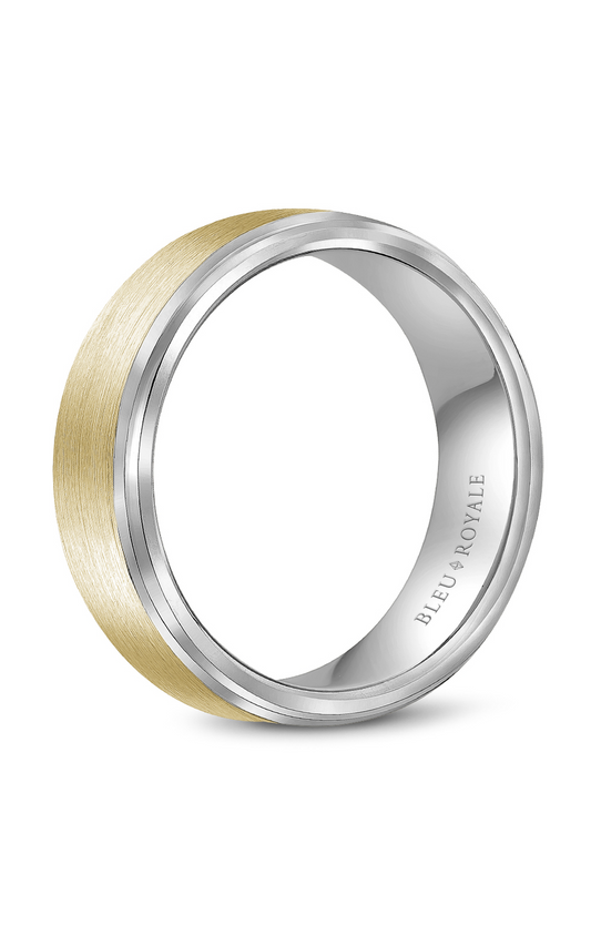 18K White Gold and 18K Yellow Gold Gents Wedding Band