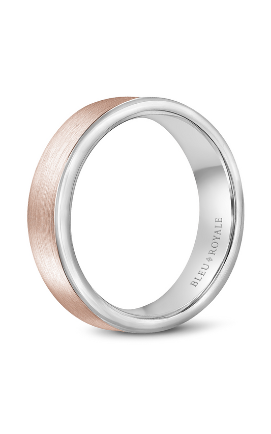 14K Rose Gold and 14K White Gold Gents Wedding Band