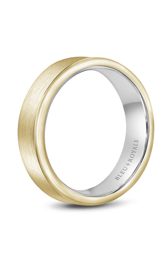 18K White Gold and 18K Yellow Gold Gents Wedding Band
