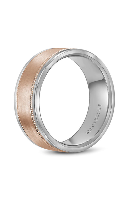 14K Rose Gold and 14K White Gold Gents Wedding Band