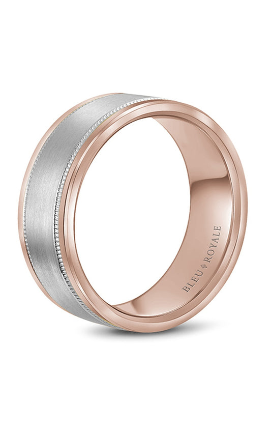 14K Rose Gold and 14K White Gold Gents Wedding Band