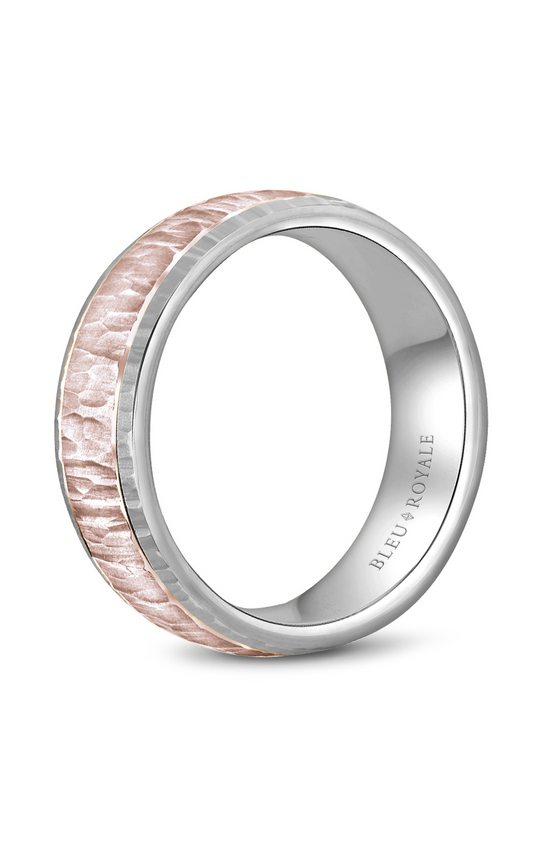 14K Rose Gold and 14K White Gold Gents Wedding Band