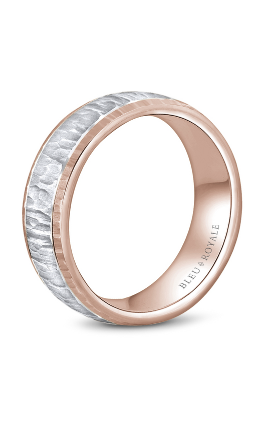 18K Rose Gold and 18K White Gold Gents Wedding Band