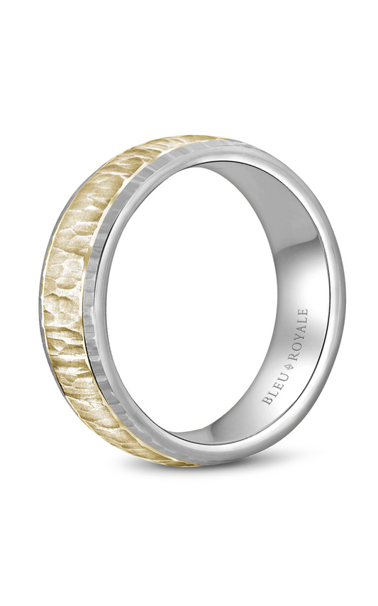 14K White Gold and 14K Yellow Gold Gents Wedding Band