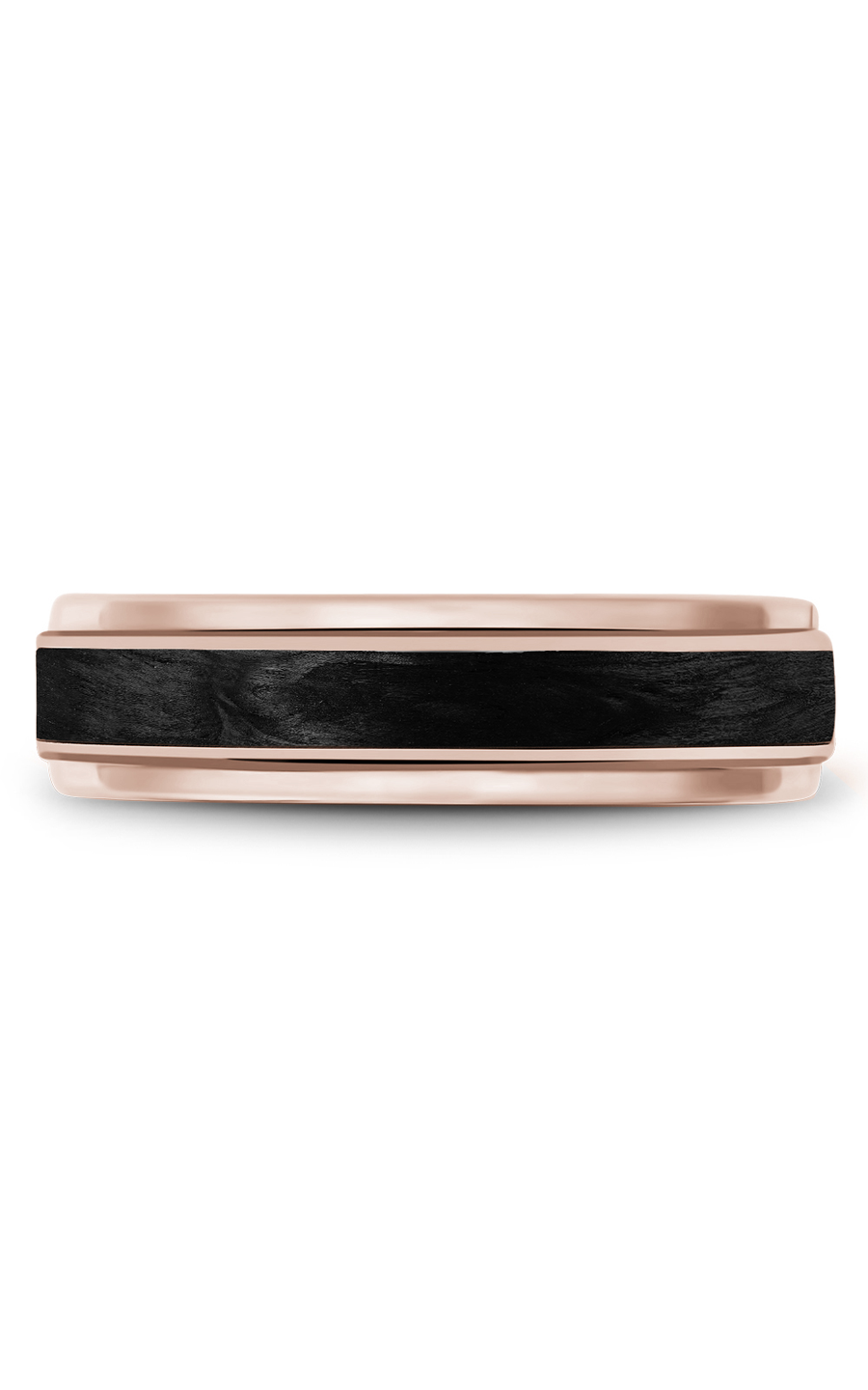 18K Rose Gold and Carbon Fiber Gents Wedding Band