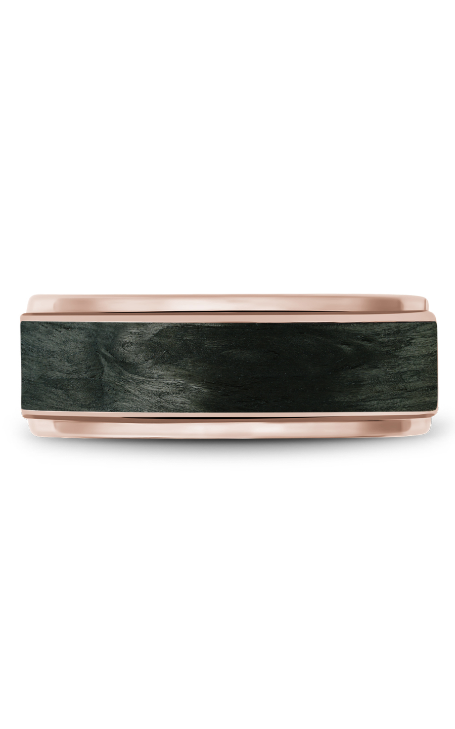 14K Rose Gold and Black Carbon Gents Wedding Band
