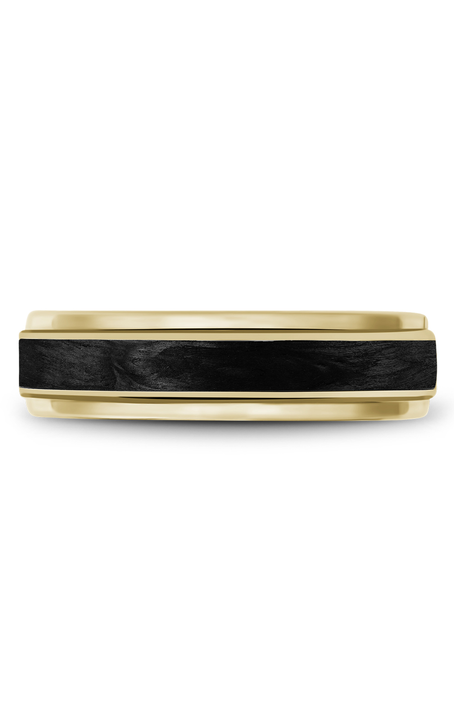 18K Yellow Gold and Carbon Fiber Gents Wedding Band
