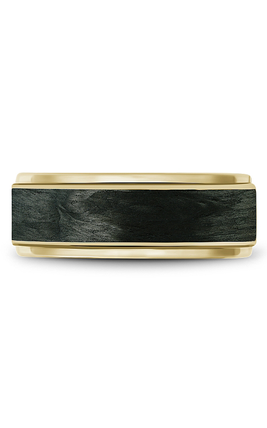 18K Yellow Gold and Black Carbon Gents Wedding Band