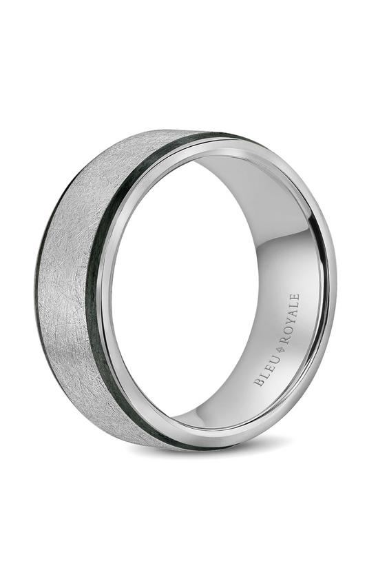 14K White Gold and Enamel Gents Wedding Band