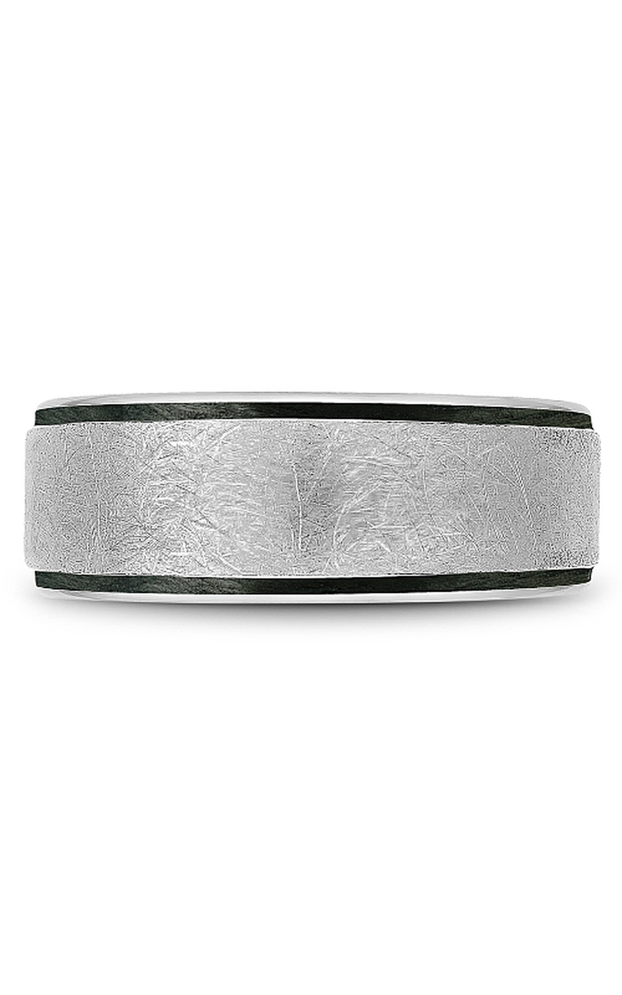 18K White Gold and Black Carbon Gents Wedding Band