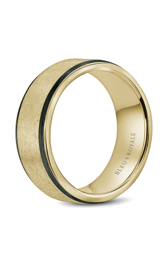 14K Yellow Gold and Enamel Gents Wedding Band