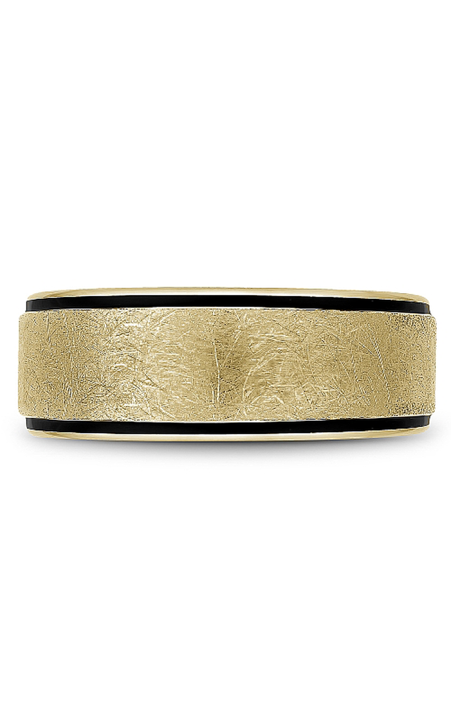 18K Yellow Gold and Black Carbon Gents Wedding Band