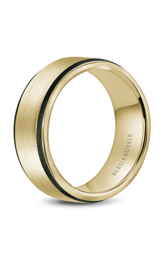14K Yellow Gold and Enamel Gents Wedding Band
