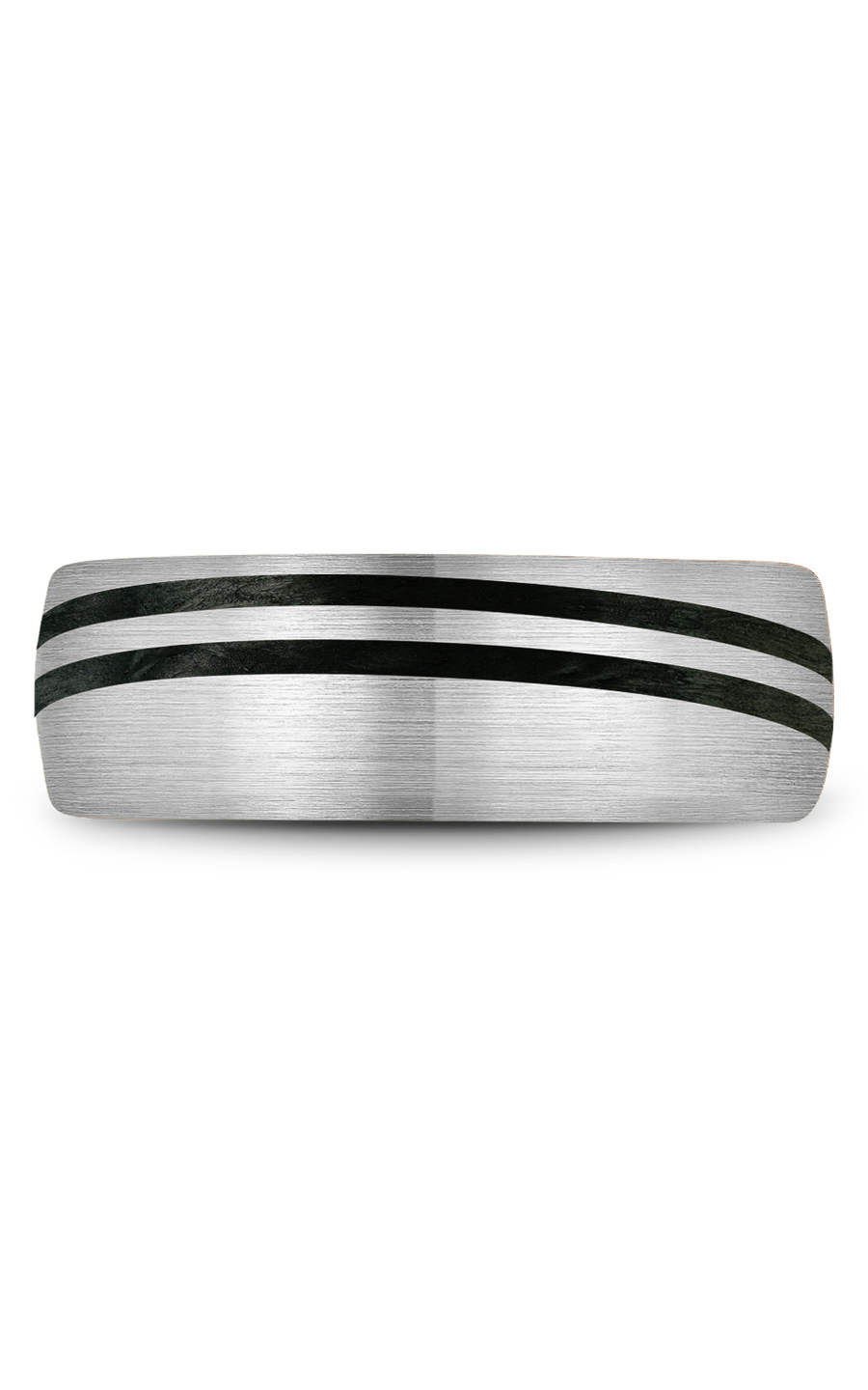18K White Gold and Black Carbon Gents Wedding Band