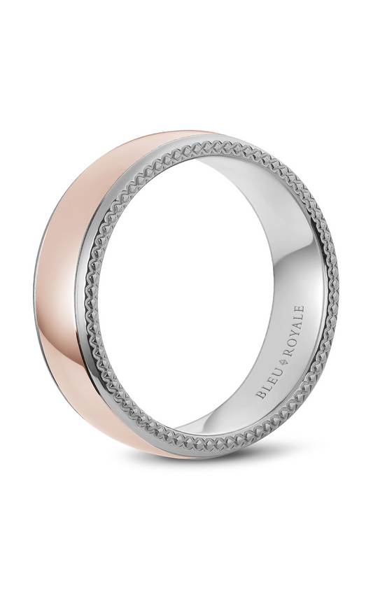 14K Rose Gold and 14K White Gold Gents Wedding Band