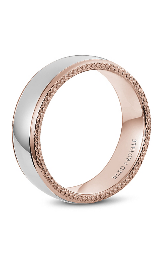 18K Rose Gold and 18K White Gold Gents Wedding Band