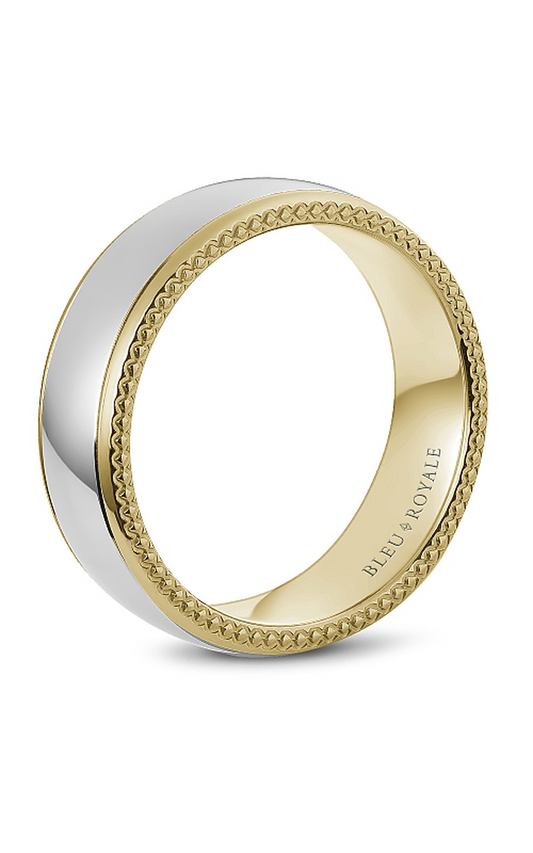 18K White Gold and 18K Yellow Gold Gents Wedding Band