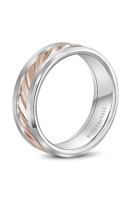 14K Rose Gold and 14K White Gold Gents Wedding Band