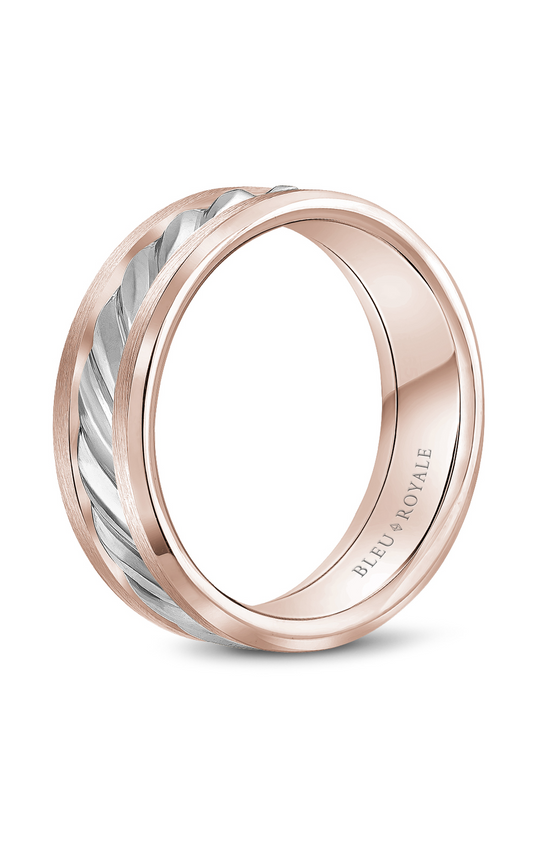 14K Rose Gold and 14K White Gold Gents Wedding Band