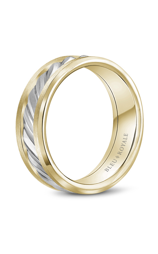 14K White Gold and 14K Yellow Gold Gents Wedding Band