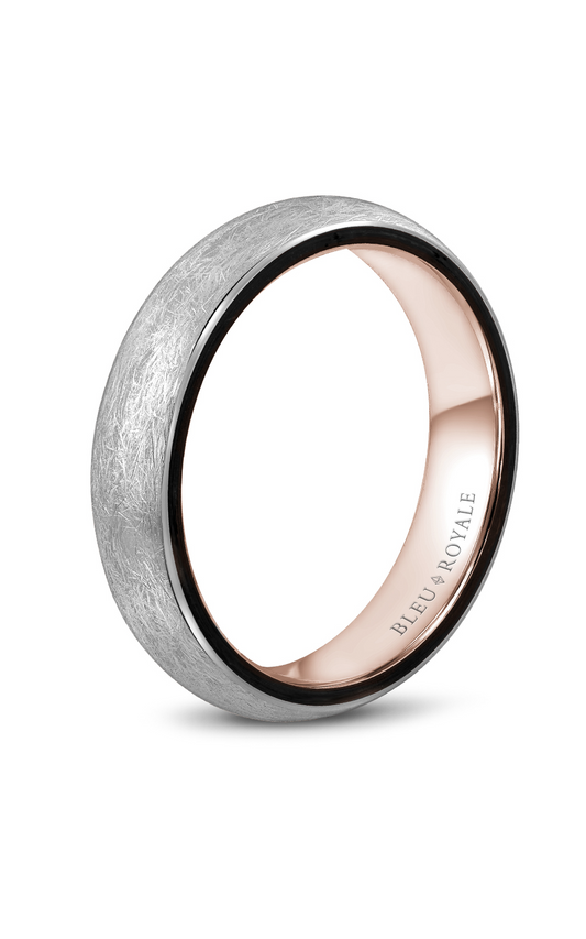 18K Rose Gold; 18K White Gold Gents Wedding Band