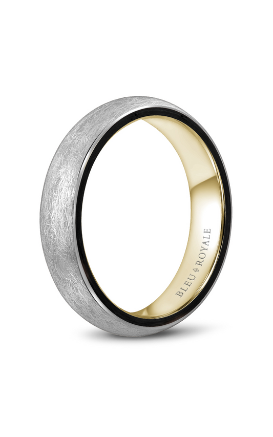 18K White Gold; 18K Yellow Gold Gents Wedding Band