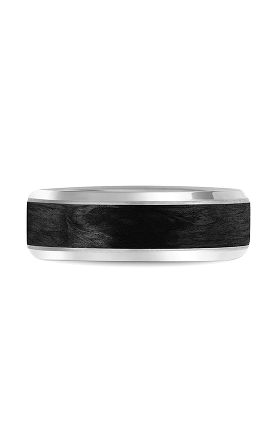 14K White Gold and Black Carbon Gents Wedding Band