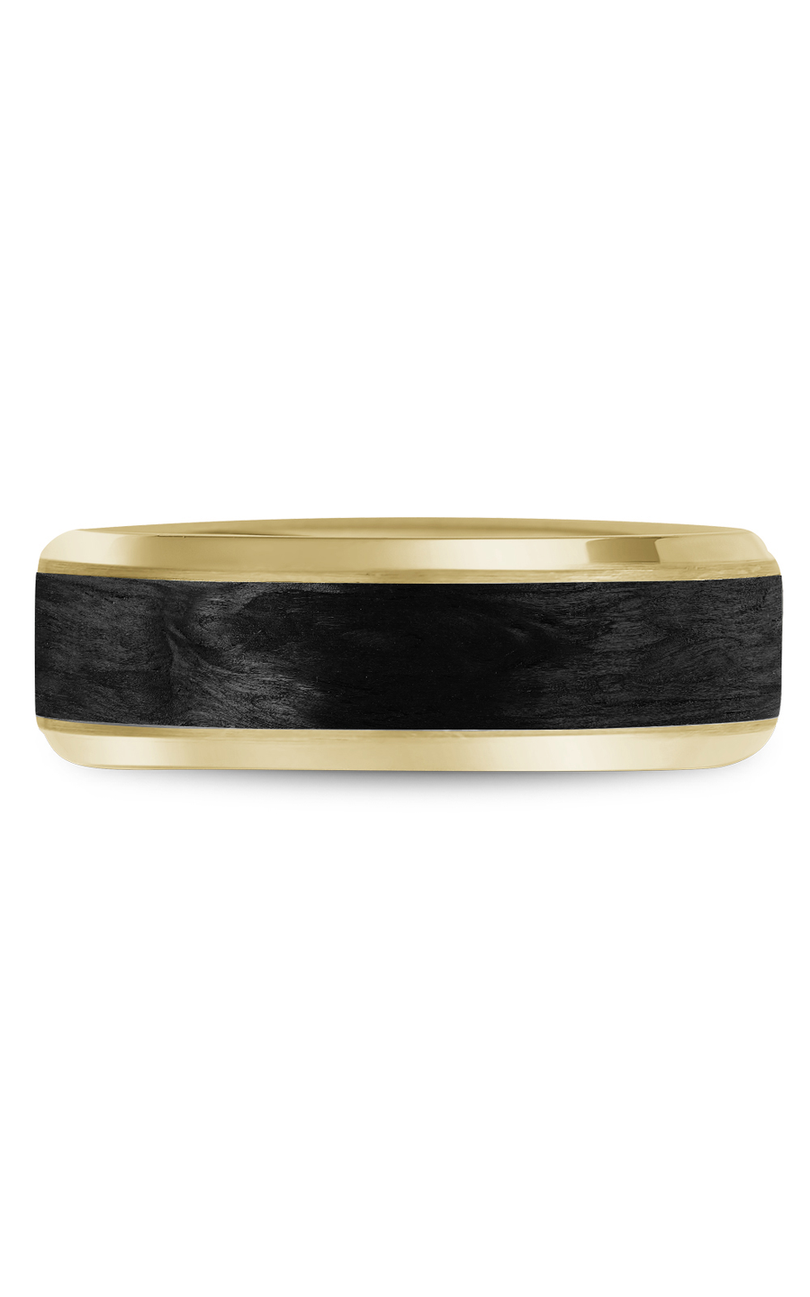 18K Yellow Gold and Black Carbon Gents Wedding Band