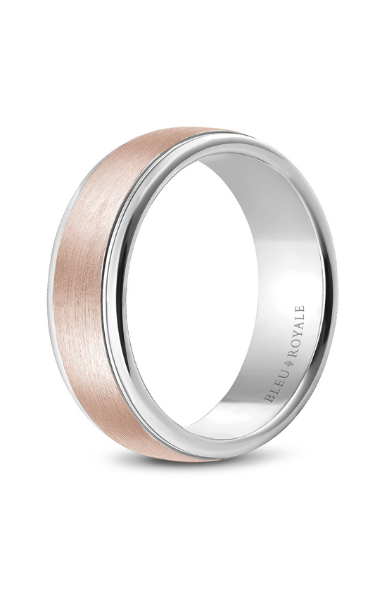 18K Rose Gold and 18K White Gold Gents Wedding Band