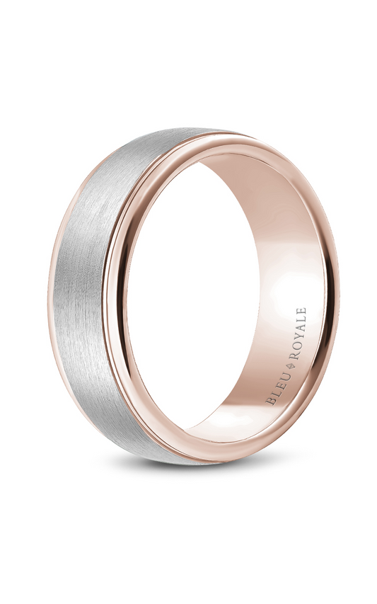 18K Rose Gold and 18K White Gold Gents Wedding Band