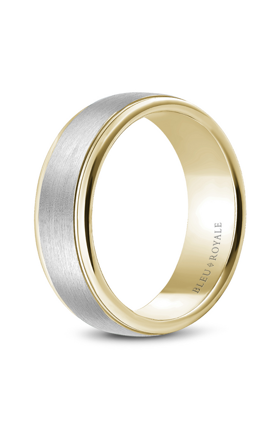 18K White Gold and 18K Yellow Gold Gents Wedding Band
