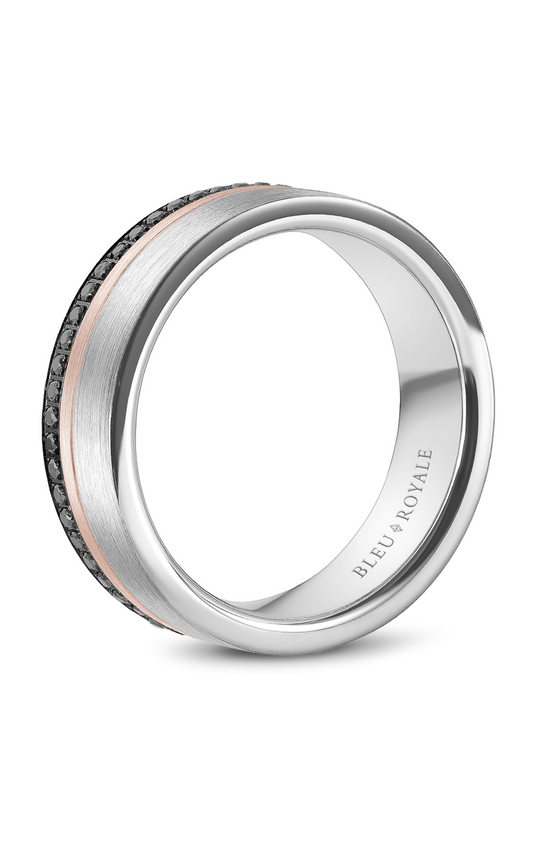 14K Rose Gold and 14K White Gold Gents Round Wedding Band