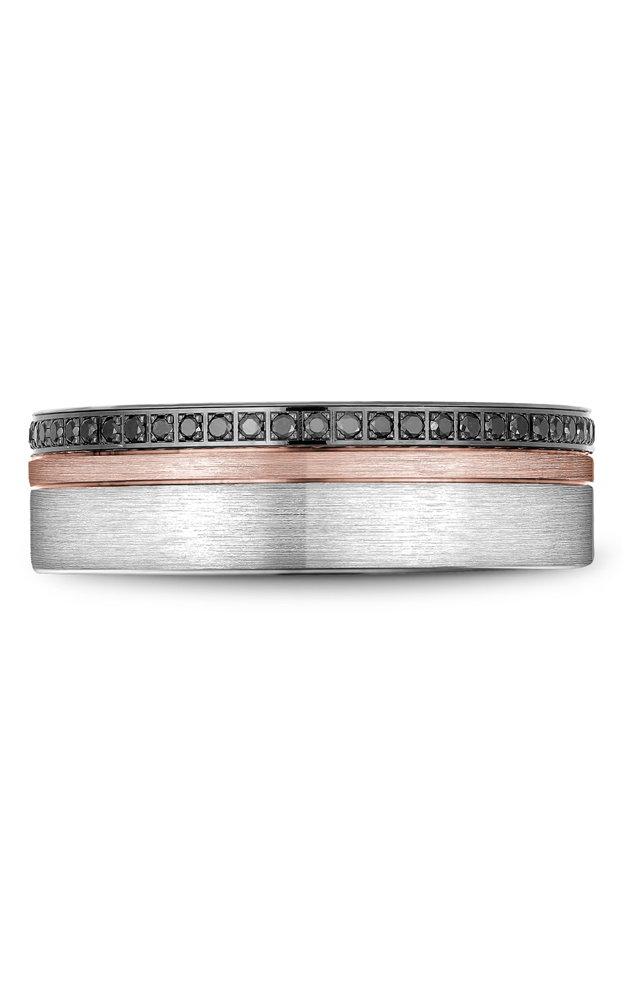 14K Rose Gold and 14K White Gold Gents Round Wedding Band