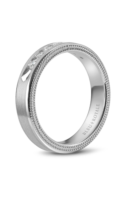14K White Gold Gents Round Wedding Band