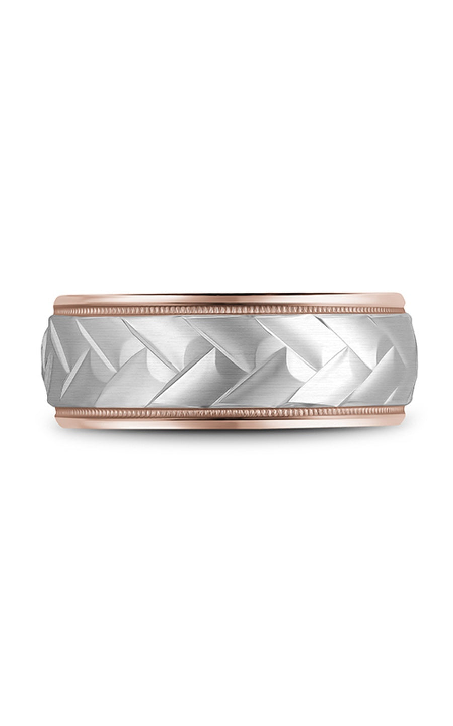 18K Rose Gold and 18K White Gold Gents Wedding Band