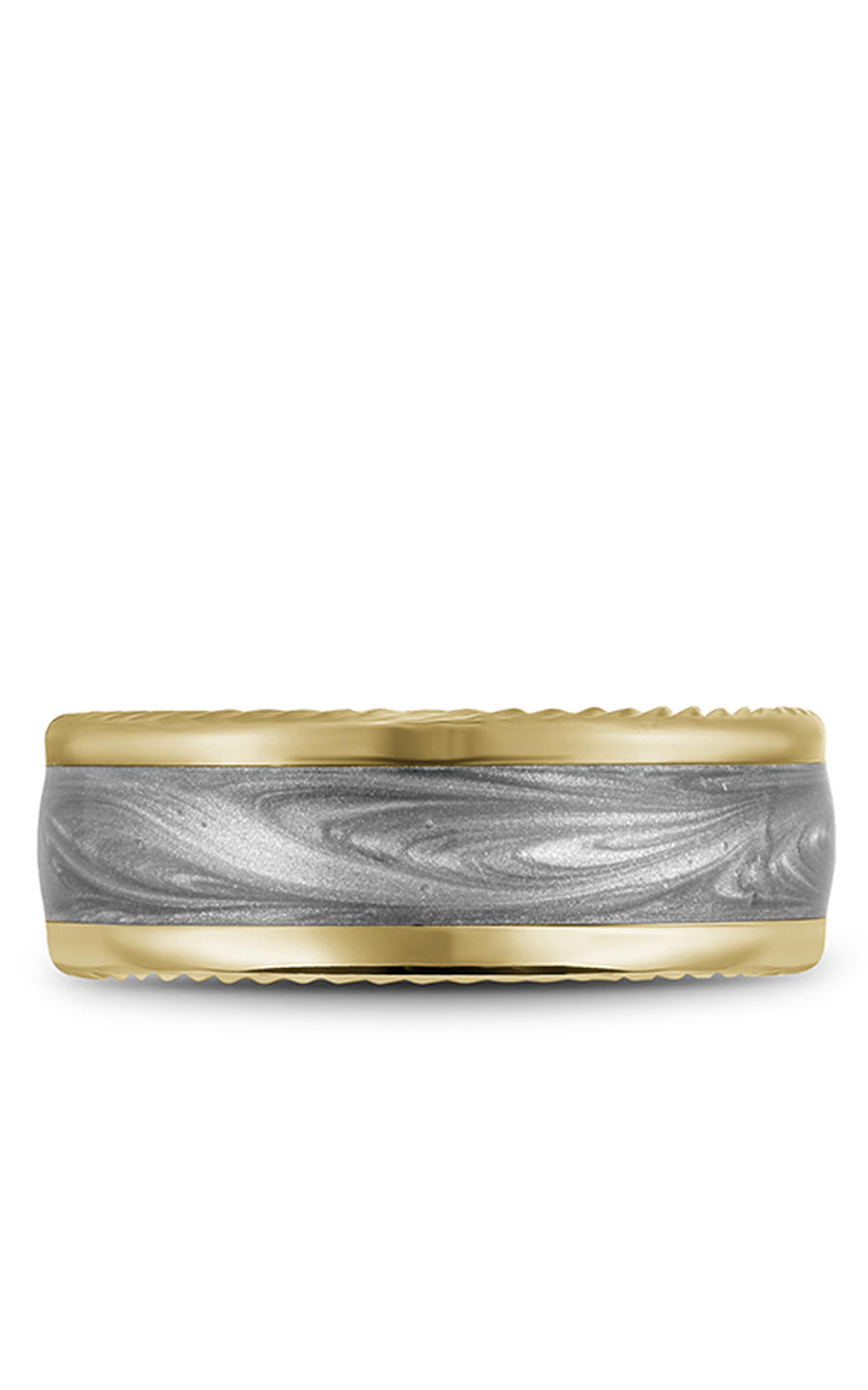 14K Gray Gold and 14K Yellow Gold Gents Wedding Band