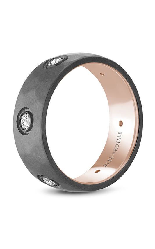 14K Rose Gold and Tantalum Gents Round Wedding Band