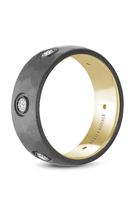 14K Yellow Gold and Tantalum Gents Round Wedding Band