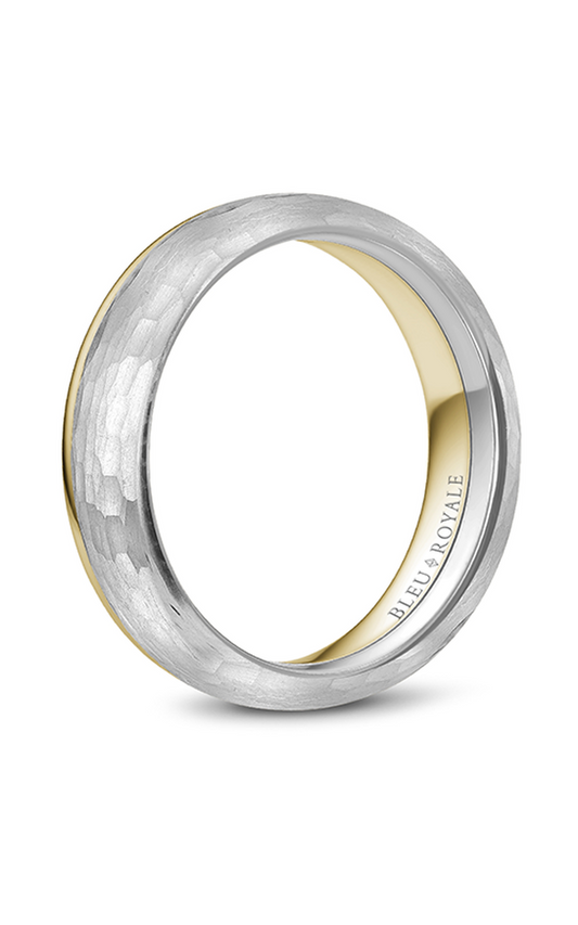 14K White Gold and 14K Yellow Gold Gents Wedding Band