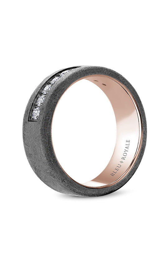 14K Rose Gold and Tantalum Gents Round Wedding Band