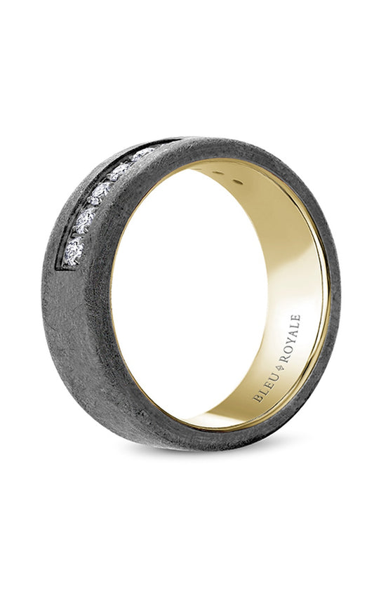 14K Yellow Gold and Tantalum Gents Round Wedding Band