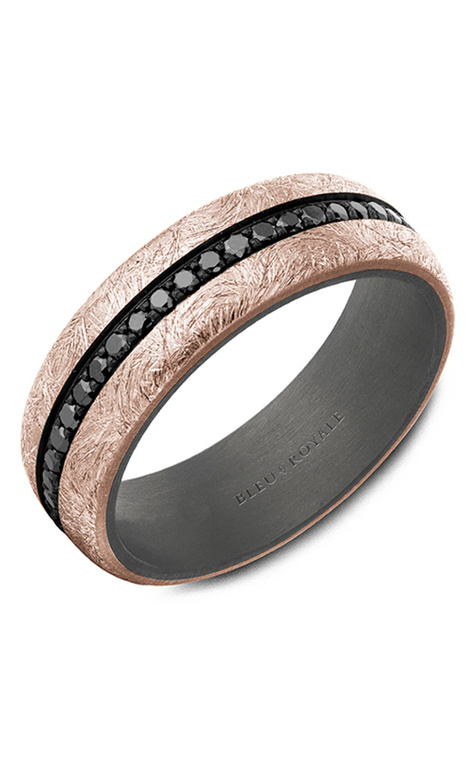 14K Rose Gold and Tantalum Gents Round Wedding Band