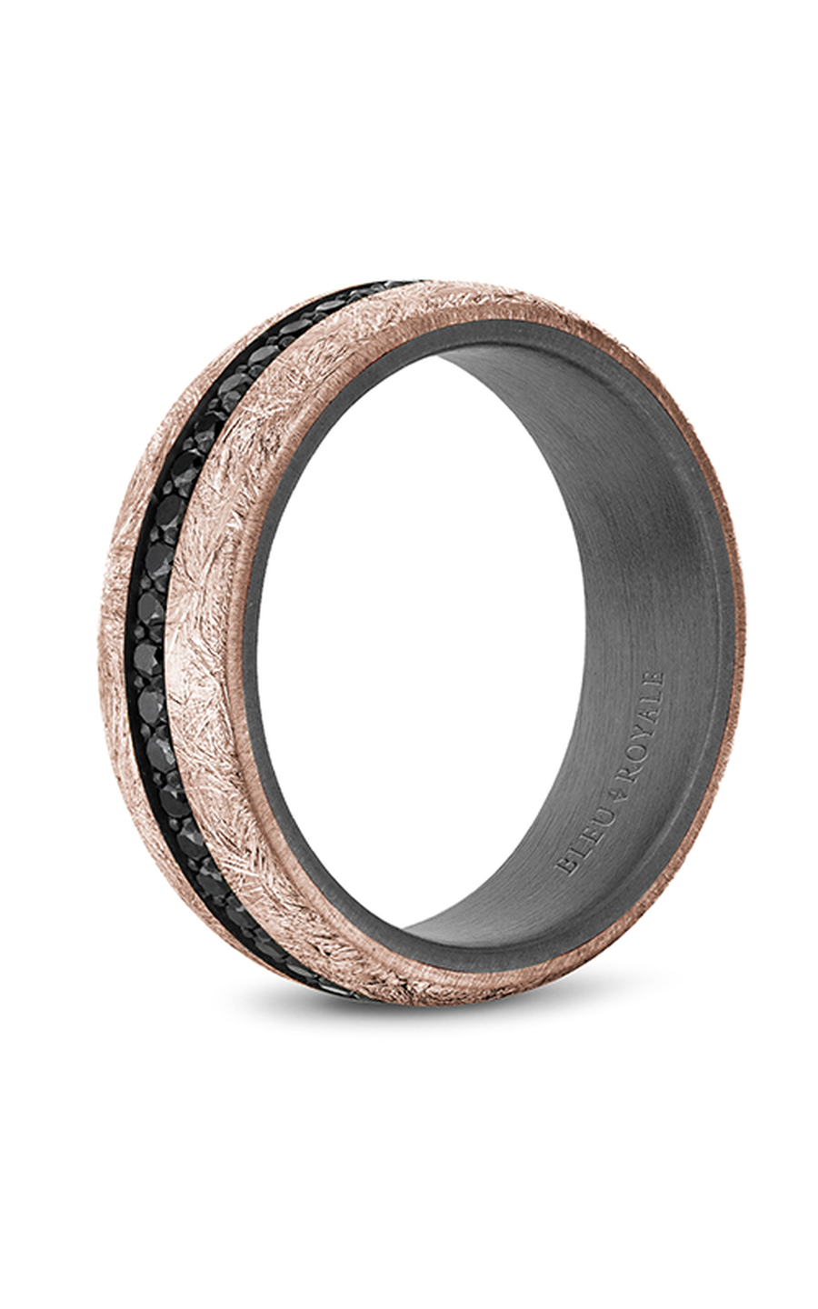 18K Rose Gold and Tantalum Gents Round Wedding Band