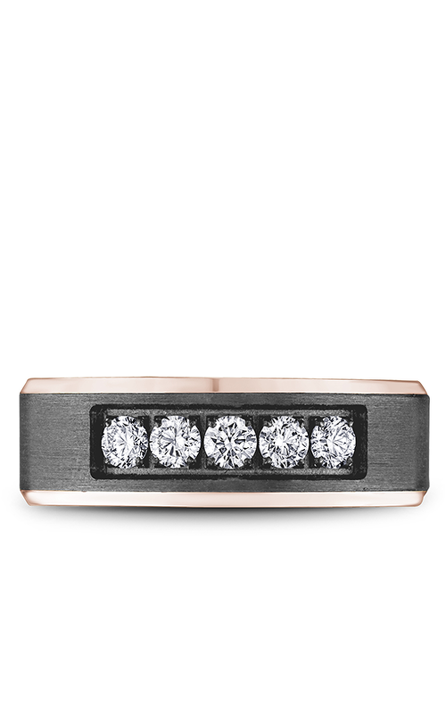 14K Rose Gold and Tantalum Gents Round Wedding Band