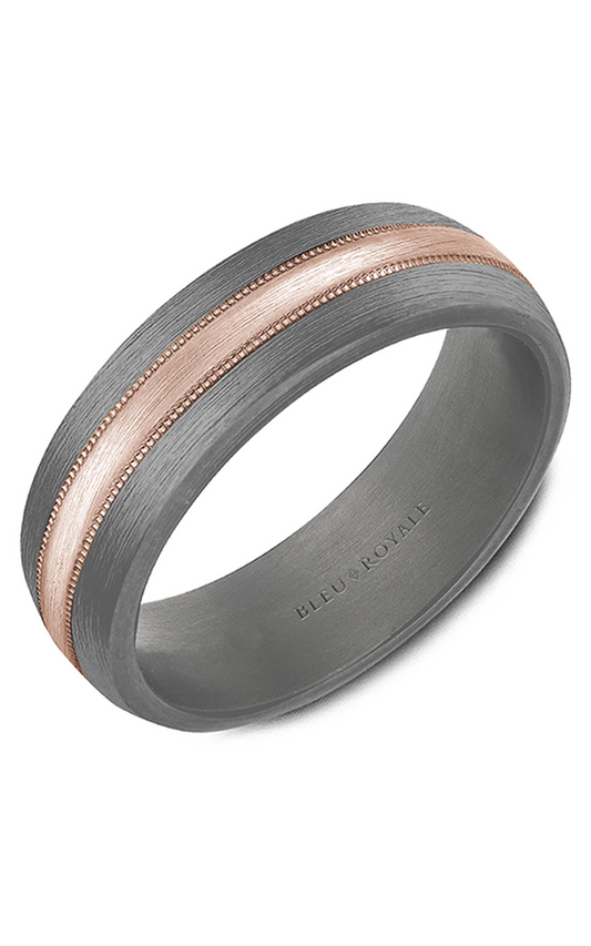 18K Rose Gold and Tantalum Gents Wedding Band