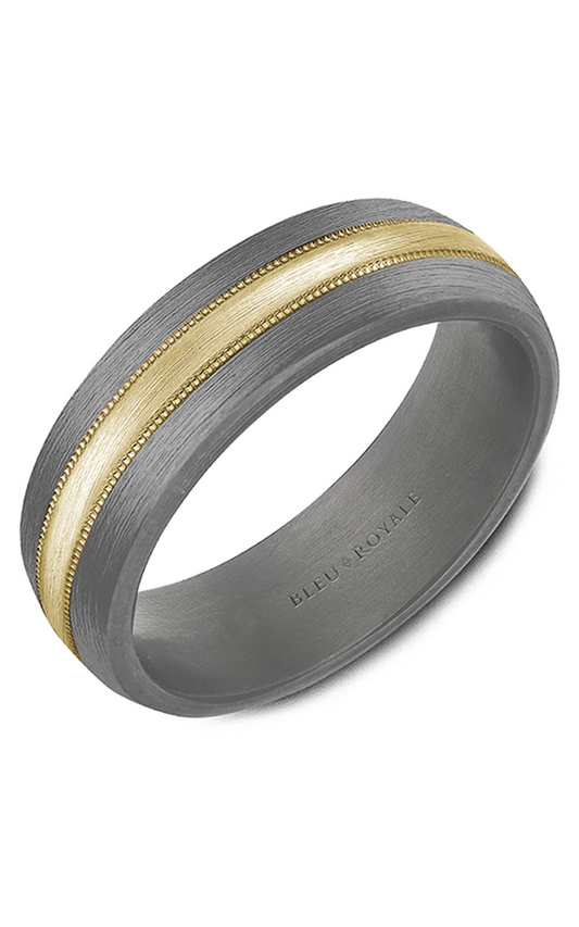 18K Yellow Gold and Tantalum Gents Wedding Band
